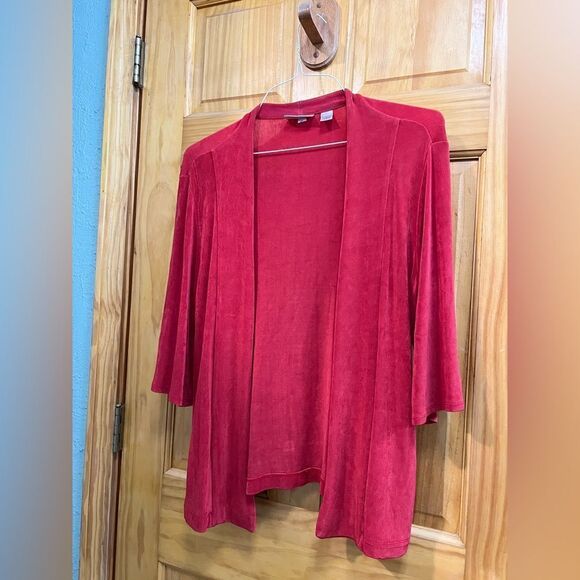 Chico’s travelers collection size 1 warm coral cardigan - Picture 1 of 5
